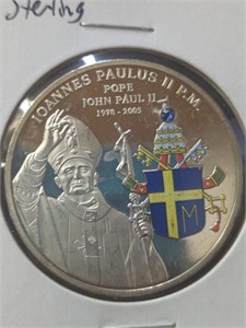 925 Sterling coin Pope John Paul II