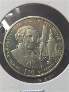 Republic of Liberia 2003 $10 Washington coin
