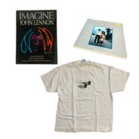 John Lennon Books + T-shirt Lot of 3
