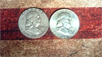 1957 D & 1957 Franklin Half Dollar