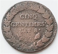 France 1979 CINQ CENTIMES coin 28mm