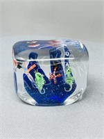 art glass aquarium block - 3.5" x 3.5" x 2.5"