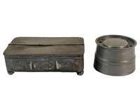 Pewter Inkwell & Writing Ink Box