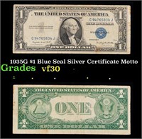 1935G $1 Blue Seal Silver Certificate Grades vf++