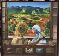 Cuban farm scene original acrylic on canvas - 41.5