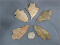 Five  Arrowhead/Spearhead Artifacts