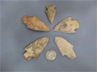 Five Arrowhead/Spearhead Artifacts