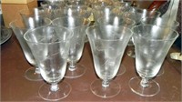 Vtg 11pcs Etched Floral Crystal Iced Tea Glasses