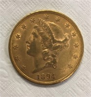 1894 Twenty Dollar Gold Piece.