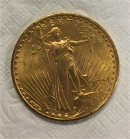 1924 Twenty Dollar Gold Piece.