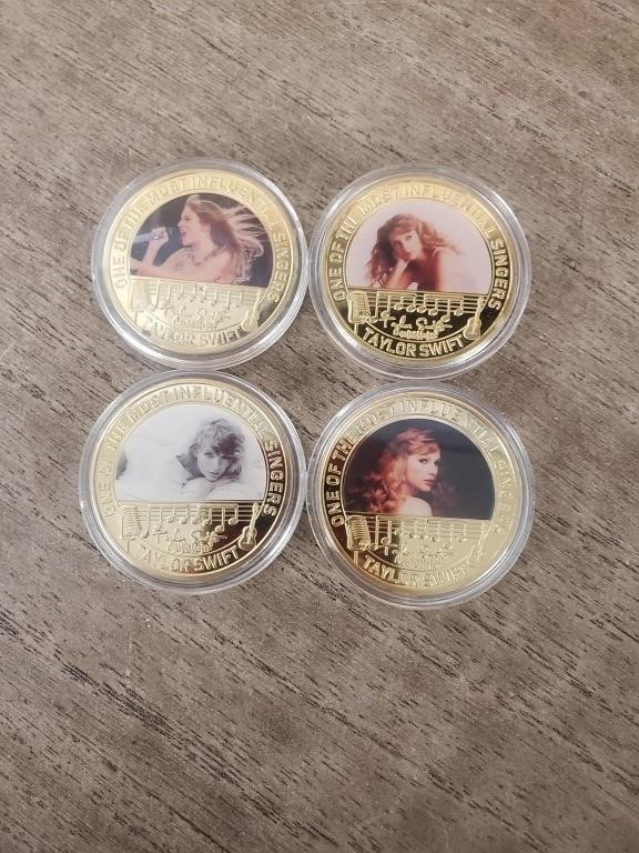 (4) Gold Plated Taylor Swift Collectible Rounds #1