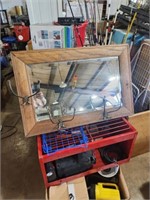 Antique oak hall mirror/hat rack.