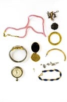 Georgian Gold Filled & Lapis Bracelet, Watch