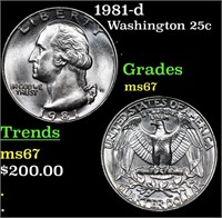 1981-d Washington Quarter 25c Grades GEM++ Unc