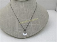 Vintage Faceted Crystal Drop Necklace, 18", 3/4" D