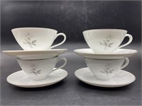 (4) Teacup & Saucer Sets: Fashion Manor SOLITUDE