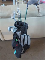 Various Youth Golf Clubs & Irons w/ Bag + Back