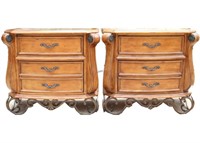 PAIR OF PEARL NIGHT STANDS WITH IRON FEET