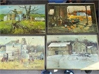 MCM 1970 TV trays. Farm seasons set of 4.