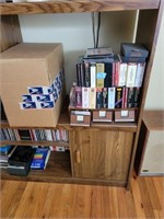 ENTERTAINMENT CABINET W/MUSIC CD'S AND ALBUMS -