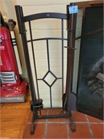 ART DECO STYLE FIREPLACE SCREEN AND TOOL SET