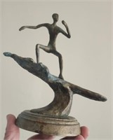 Vintage Brass / Bronze Modern "Surfer" Sculpture