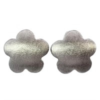 Brushed Finish Flower Leverback Earrings 14k