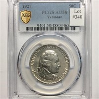 1927 VERMONT 50C PCGS AU58