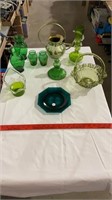Vintage Green glass Fenton bowls, green glass