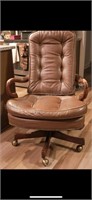 Brown Leather Office Chair on Castors
