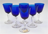 Set of Six Cobalt Goblets