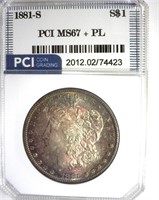 1881-S Morgan MS67+ PL LISTS $3800