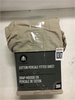 HOMETRENDS COTTON PERCALE FITTED SHEET QUEEN SIZE