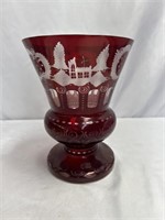 VINTAGE EGERMANN CZECH REPUBLIC RUBY CUT TO CLEAR