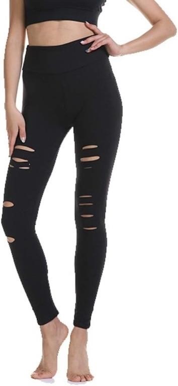 (N) Lukitty Women's High Waist Ripped Yoga Pants C