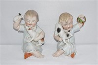 Pair of Vintage Hand Painted Piano Babies 4"