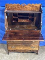 Vintage wood secretary desk with drawers