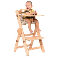 AIMOADO Wooden High Chair, Adjustable Baby Chair f