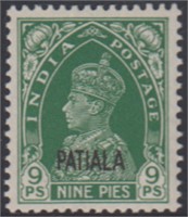 India-Patiala Stamps #100 Mint NH, CV $415
