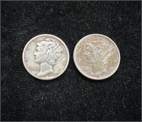 1942 & 1945 Mercury Silver Dimes