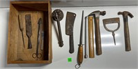 Vtg Wooden Box&Tools