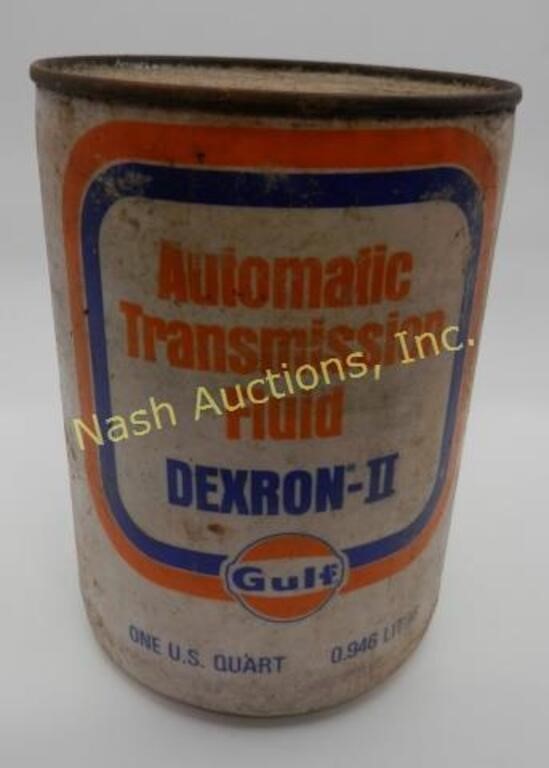 plastic Gulf oil can & Dexron automatic