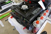 NEW BUTANE GAS STOVE W/CARRY CASE + 4 CANS BUTANE