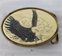 Barlow solid brass belt buckle with eagle picture