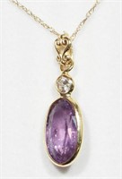 14K Yellow gold 2.25 ct. purple sapphire and