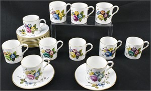 Royal Worcester Porcelain Floral Demitasse Set