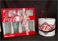 Coca-Cola Glasses, coasters, ice bucket