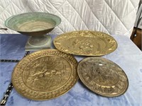 Brass Display Platters & Copper Bird Feeder