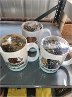 3 Remington Mugs w/ 22 Rifle Shells - Hunting Dogs