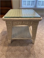 Pier 1 Wicker Table with Glass Top Protector